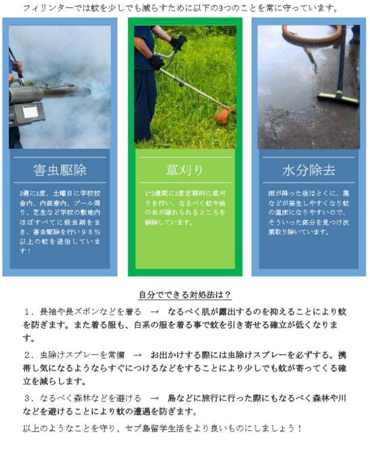 フィリピン留学 セブ島留学 Philinter デング熱対策 名古屋 岐阜 大垣 留学エージェント