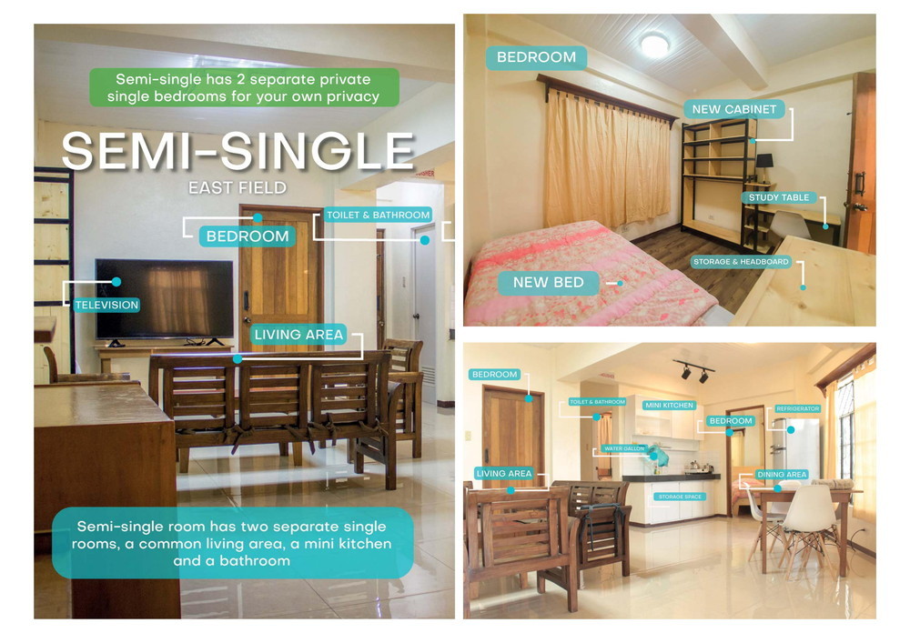 フィリピン留学 バギオ留学 Baguio JIC 部屋情報 4 セミシングル 名古屋 岐阜 大垣 留学エージェント